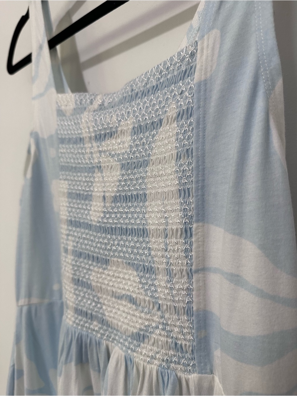 Happy Earth NWT Lily midi dress light blue/white floral print organic cotton -L - Picture 11 of 15